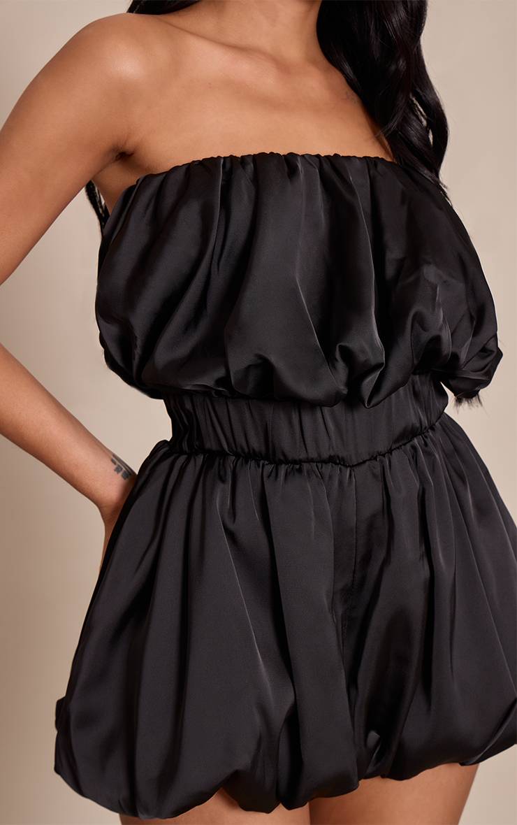 Noir Combinaison-short Bandeau Bouffante En Satin