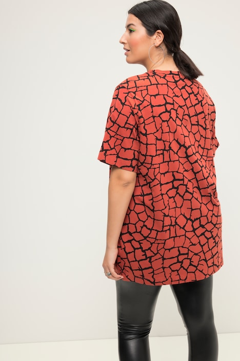 Longshirt, oversized, Giraffen Print, Rundhals, Halbarm