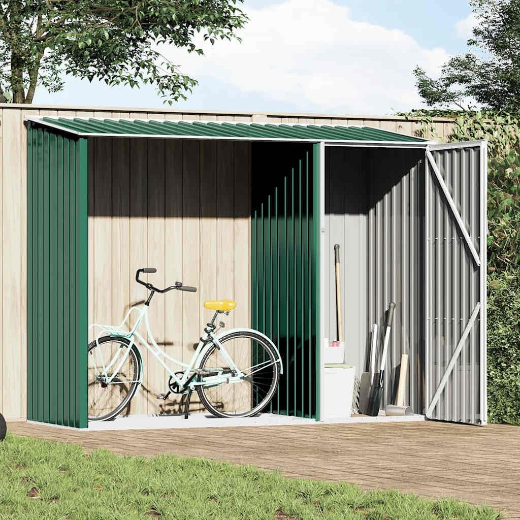 vidaXL Garten Brennholzlager Kaminholzunterstand Brennholzregal Unterstand Gerätehaus Gartenhaus Schuppen Grün 245x98x159cm Verzinkter Stahl