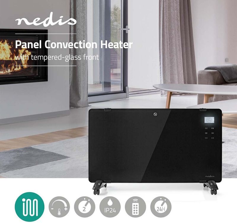Nedis - HTPL20FBK - Paneel Convectorkachel - Zwart - 2000 W