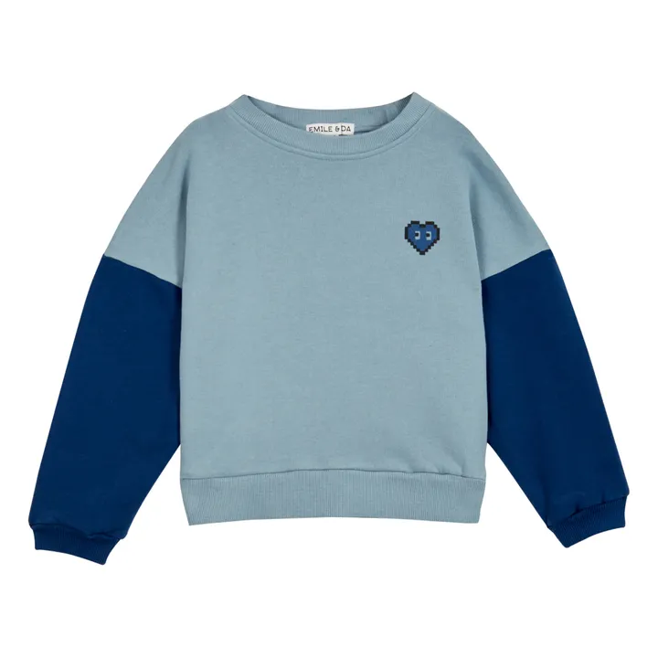 Emile et Ida Sweat Coton Bio Bicolores | Bleu