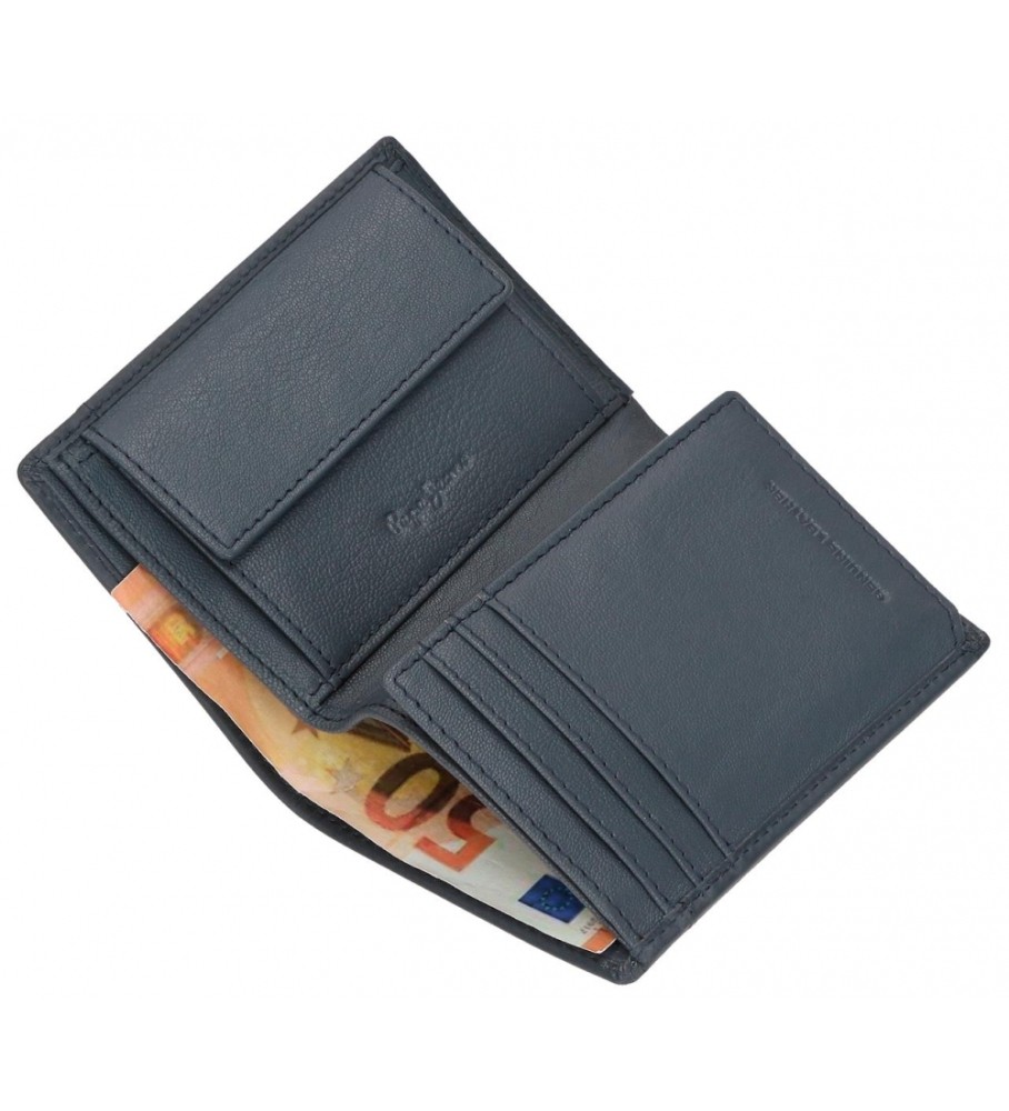 Carteira vertical de couro Pepe Jeans Staple com porta-moedas, azul marinho