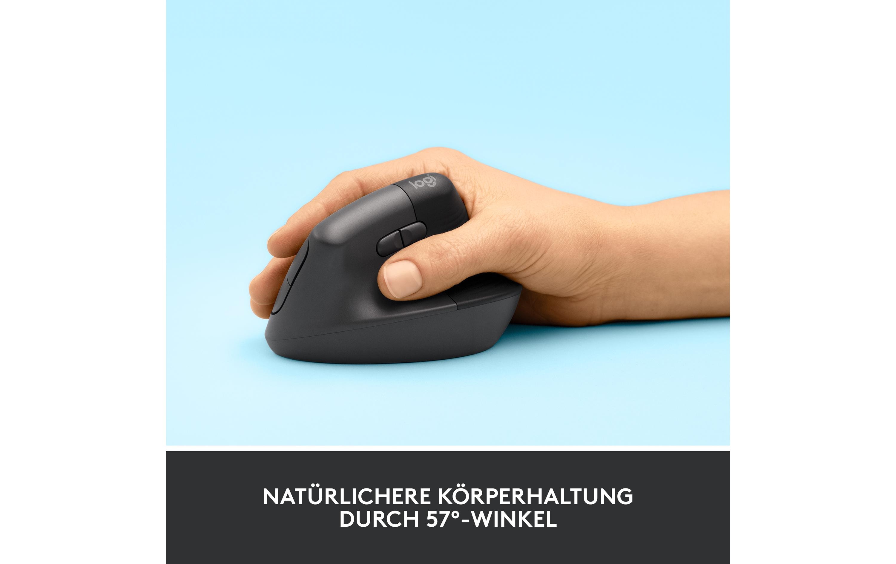 Ergonomische Maus Lift GraphiteKomfortable ergonomische Maus mit vertikalem Design für kleine bis mittelgrosse Hände