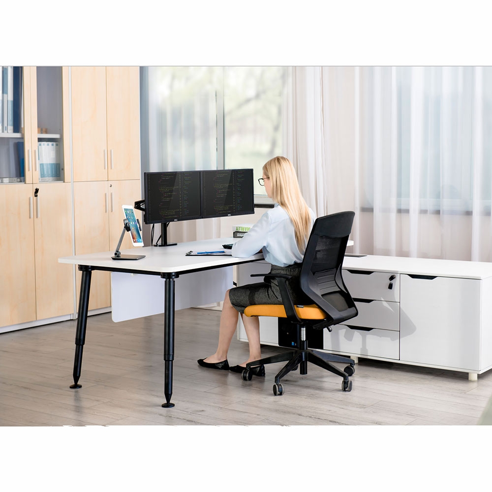 Dual Schwenkbare Aluminium Tischhalterung für 2 Monitore Arm bis 32