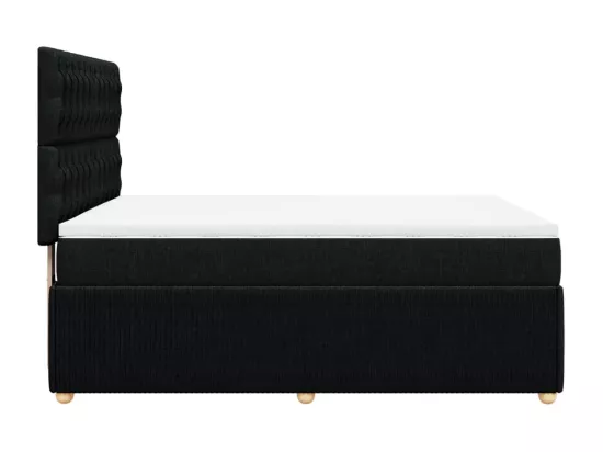 Sommier à lattes de lit avec matelas Noir 160x200 cm Tissu