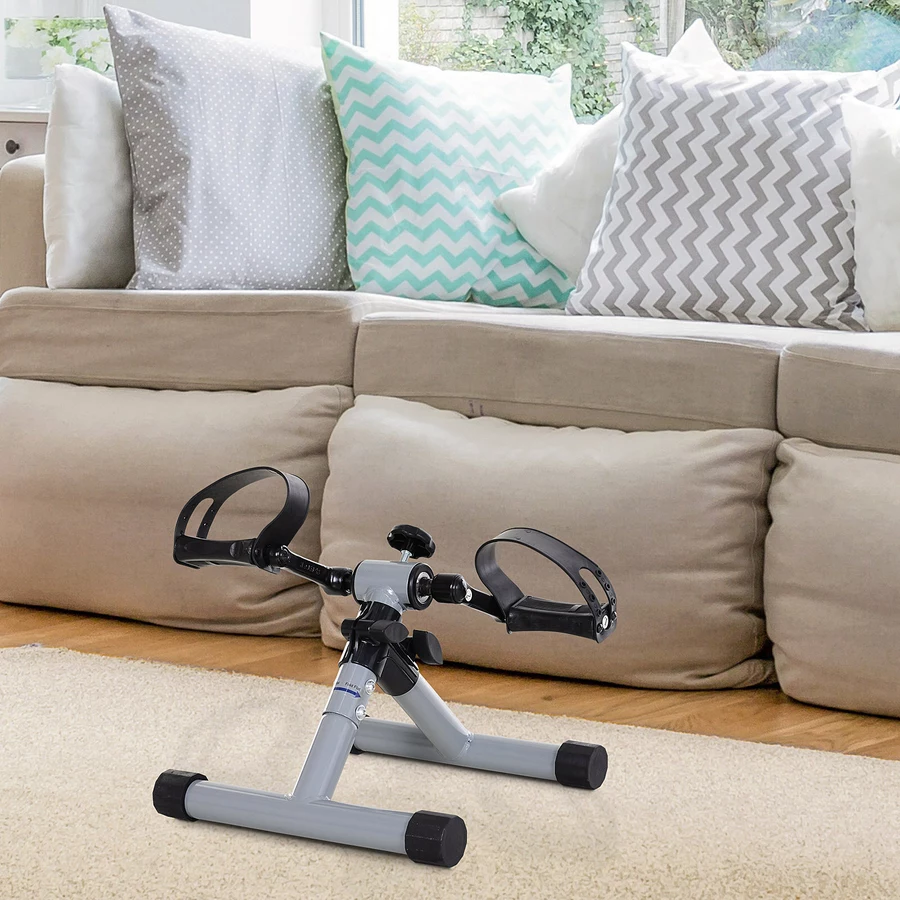 HOMCOM Mini-Heimtrainer faltbar und stufenloser Widerstand silbergrau