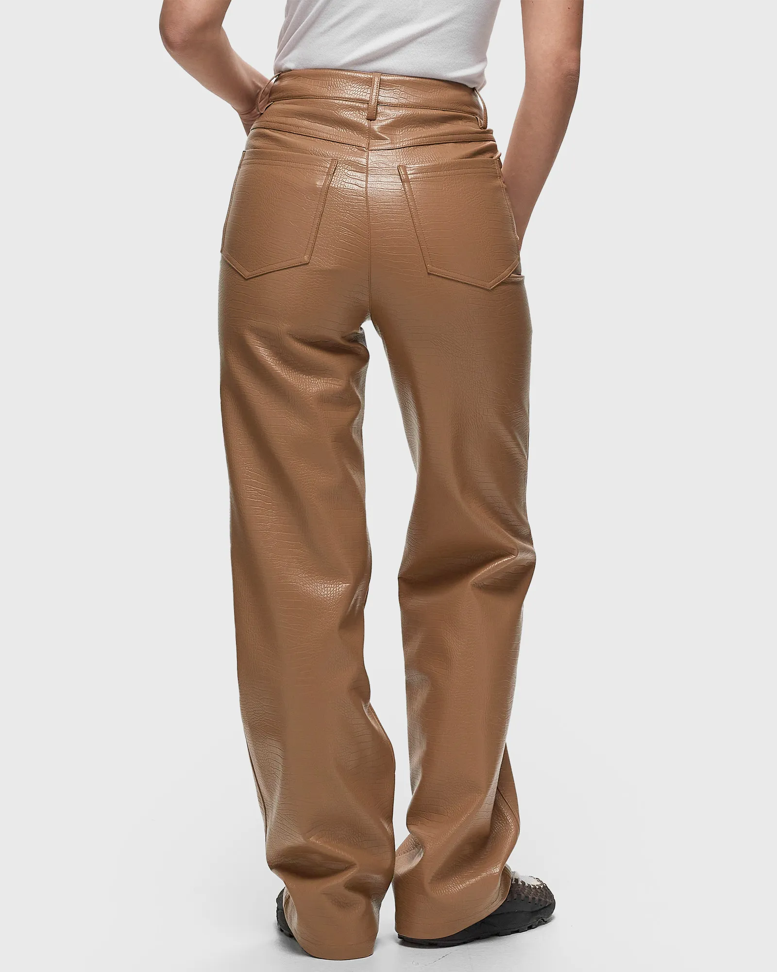 ROTATE Birger Christensen TEXTURED STRAIGHT PANTS
