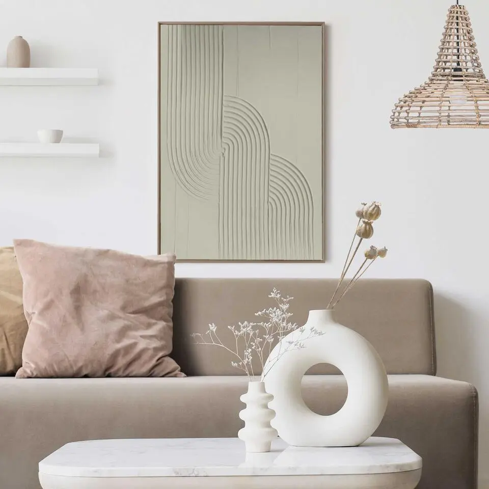 Schilderij 3D Art Knot - sage green - 70x50cm - Groen