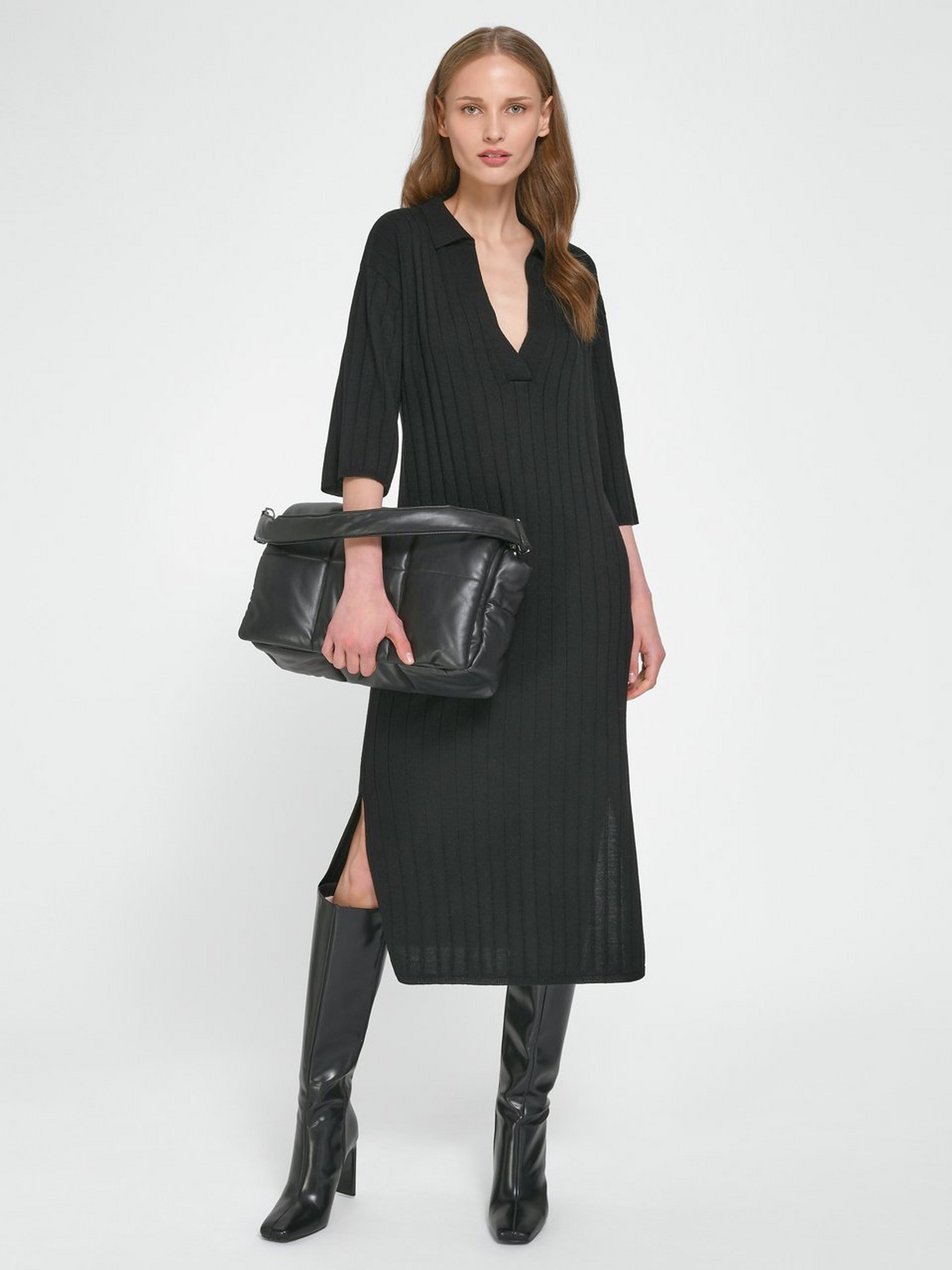 Strickkleid mit 7/8-Arm aus 100% Schurwolle Biella
