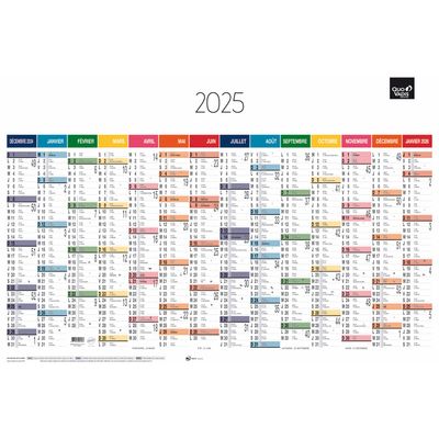 Quo Vadis Arc en Ciel - Calendrier horizontal 12 mois sur 1 face - 43 x 65 cm