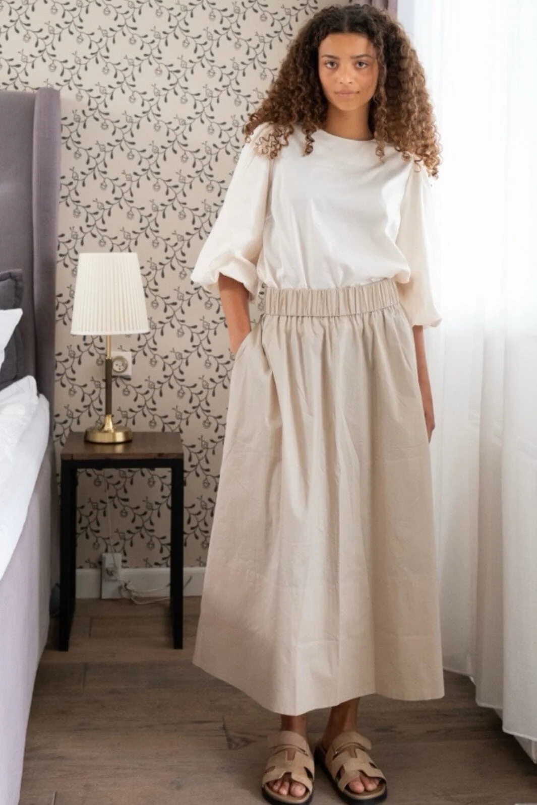 Neo Noir Yara Poplin Skirt dark sand