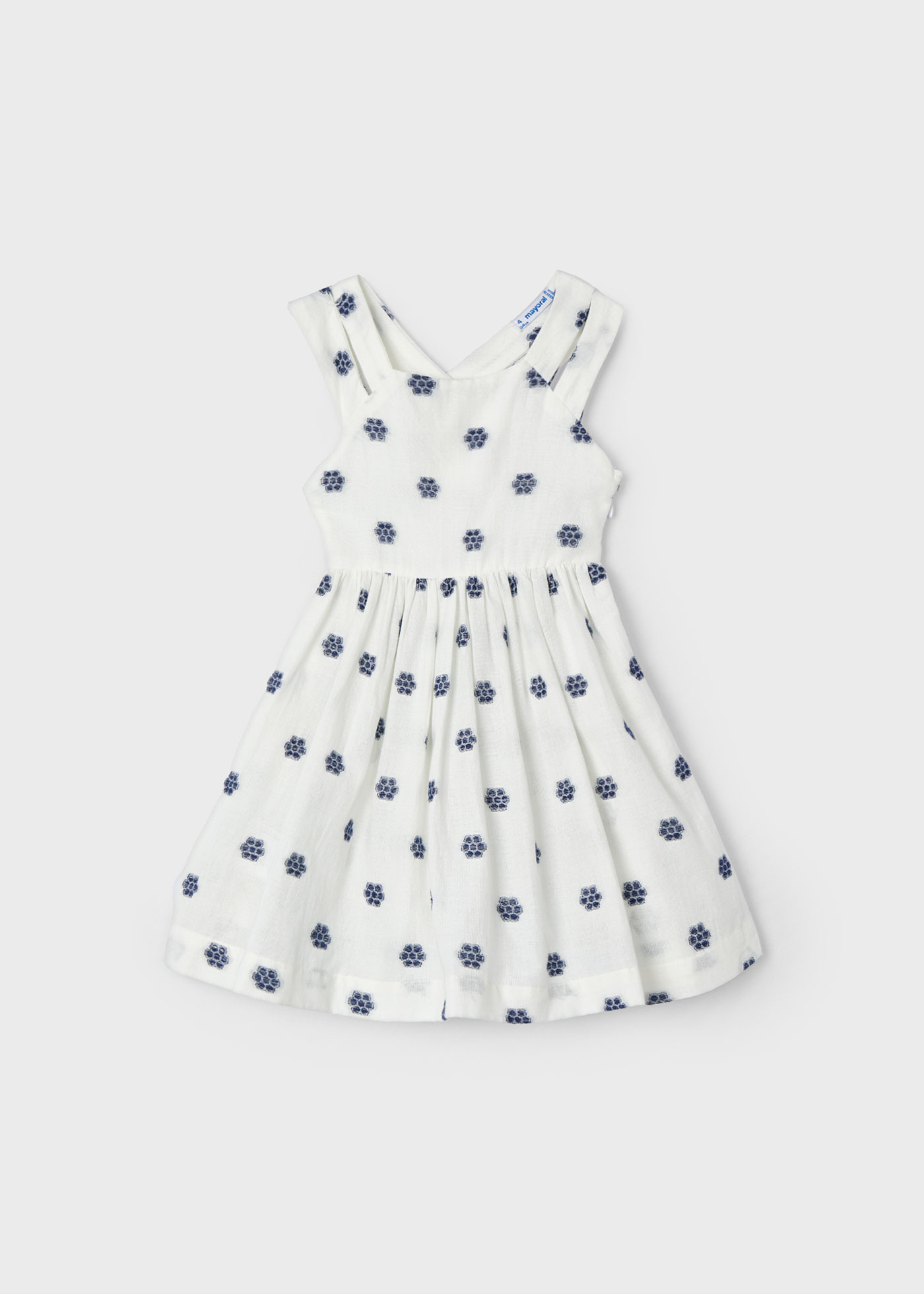 Vestido jacquard floral creme para meninas