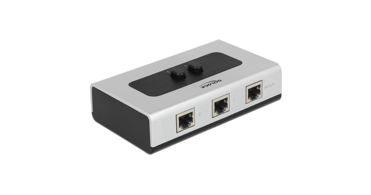 DeLOCKSwitch RJ45 10/100/1000 Mbps 2 port  (Grijs/zwart)