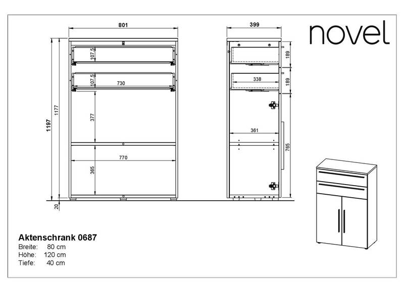 Novel Aktenschrank niedrig RENTON
