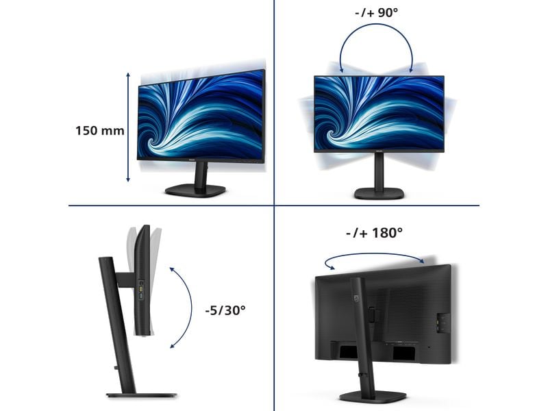 Philips Monitor 24B2N3200J/00 24″ Full‑HD‑IPS-Business-Monitor mit 120 Hz Refresh-Rate