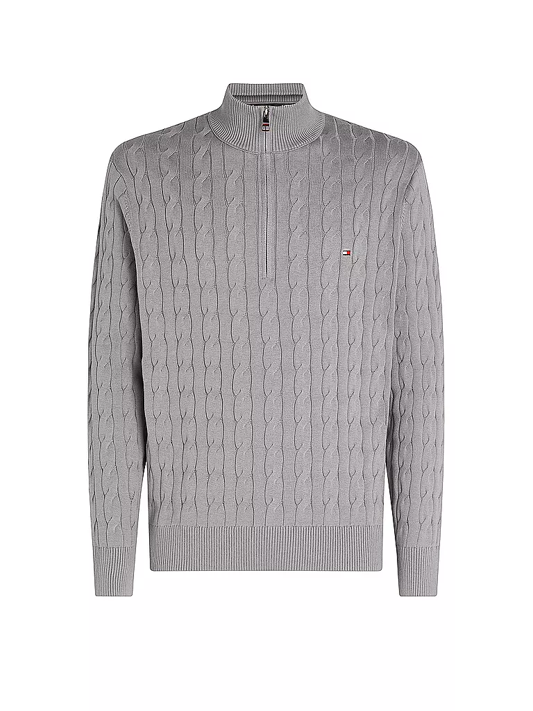 TOMMY HILFIGER Troyer Pullover grau