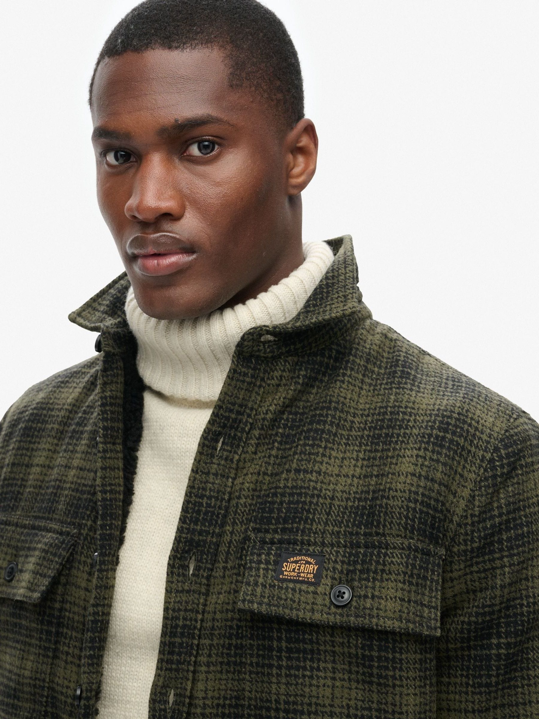 Haze ombré olijf - Superdry Wool Miller overshirt