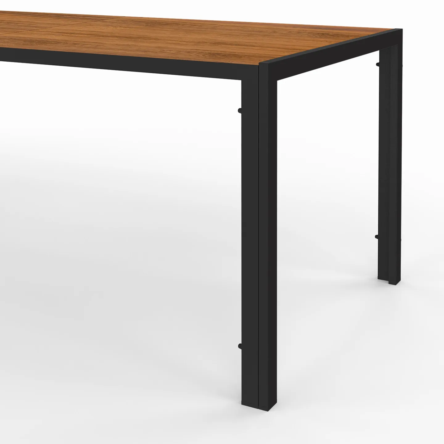 Salon de jardin NOUMEA table 240 cm plateau effet bois et 10 chaises empilables noir et bois