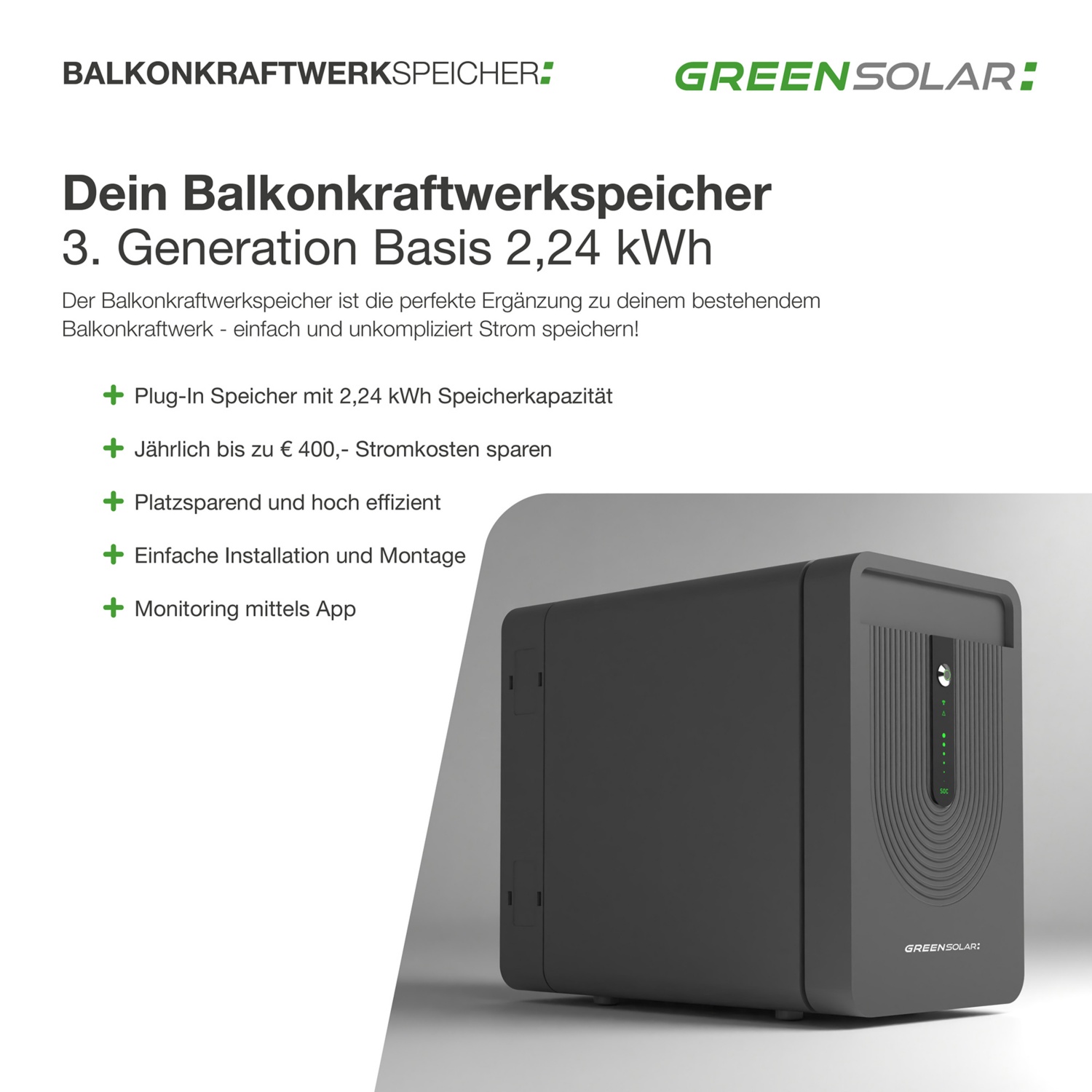 GREEN SOLAR Batterie 2,24 kWh