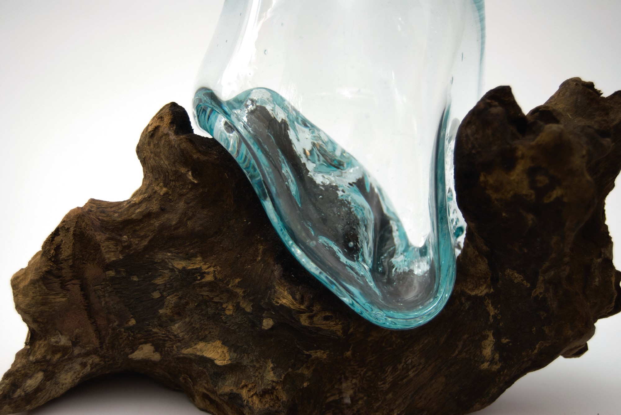 Glasvase aus Wurzelholz, B ca. 20 cm, H ca. 20 cm, T ca. 20 cm von fischer's lagerhaus