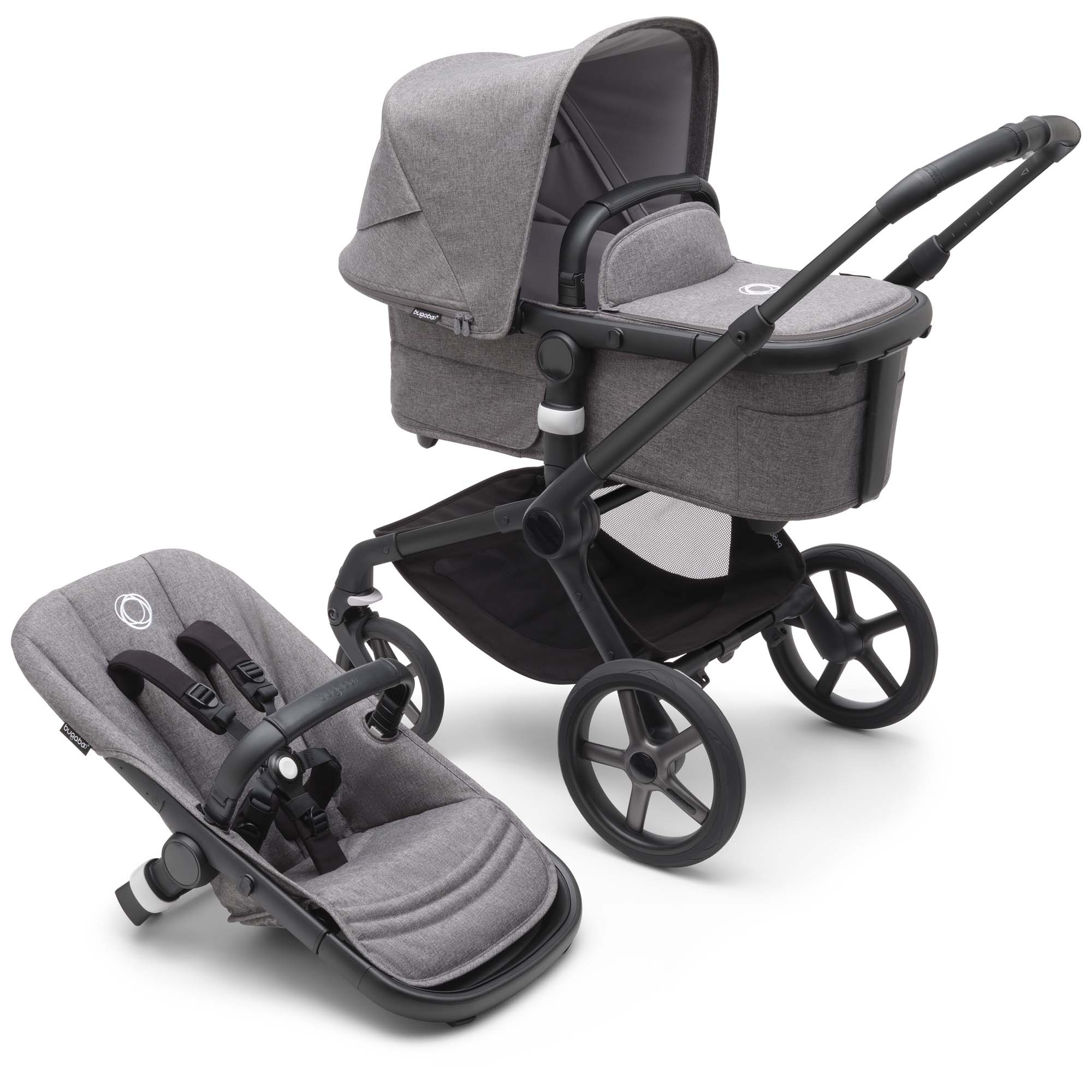 Bugaboo Fox5 compleet Black Grey Melange - kinderwagens - Prénatal