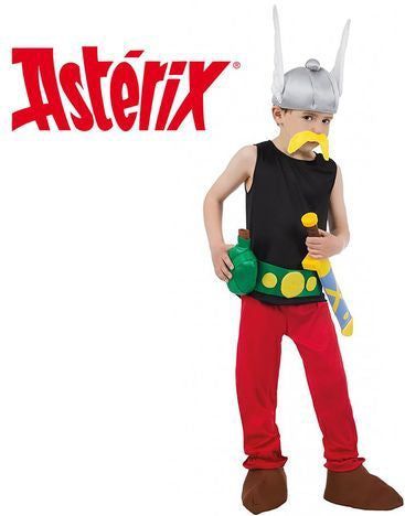 Chaks - Asterix - Carnavalskostuum - Zwart-Rood-Groen-Geel - 9-delig