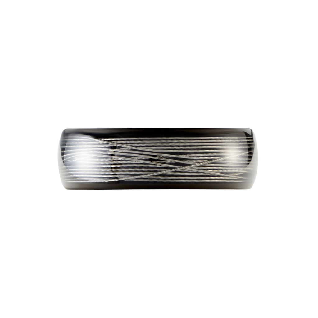Bague Jourdan Homme Liorin Acier Bicolore Noir Et Blanc Tungstene