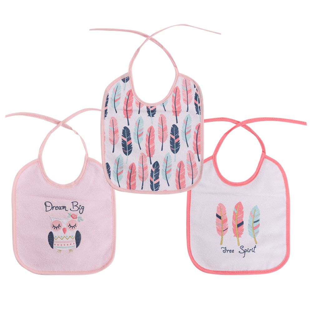 Baby Care Babylatz-Set 3-teilig, waschbar, zum Binden, einlagig, ab Geburt rosa