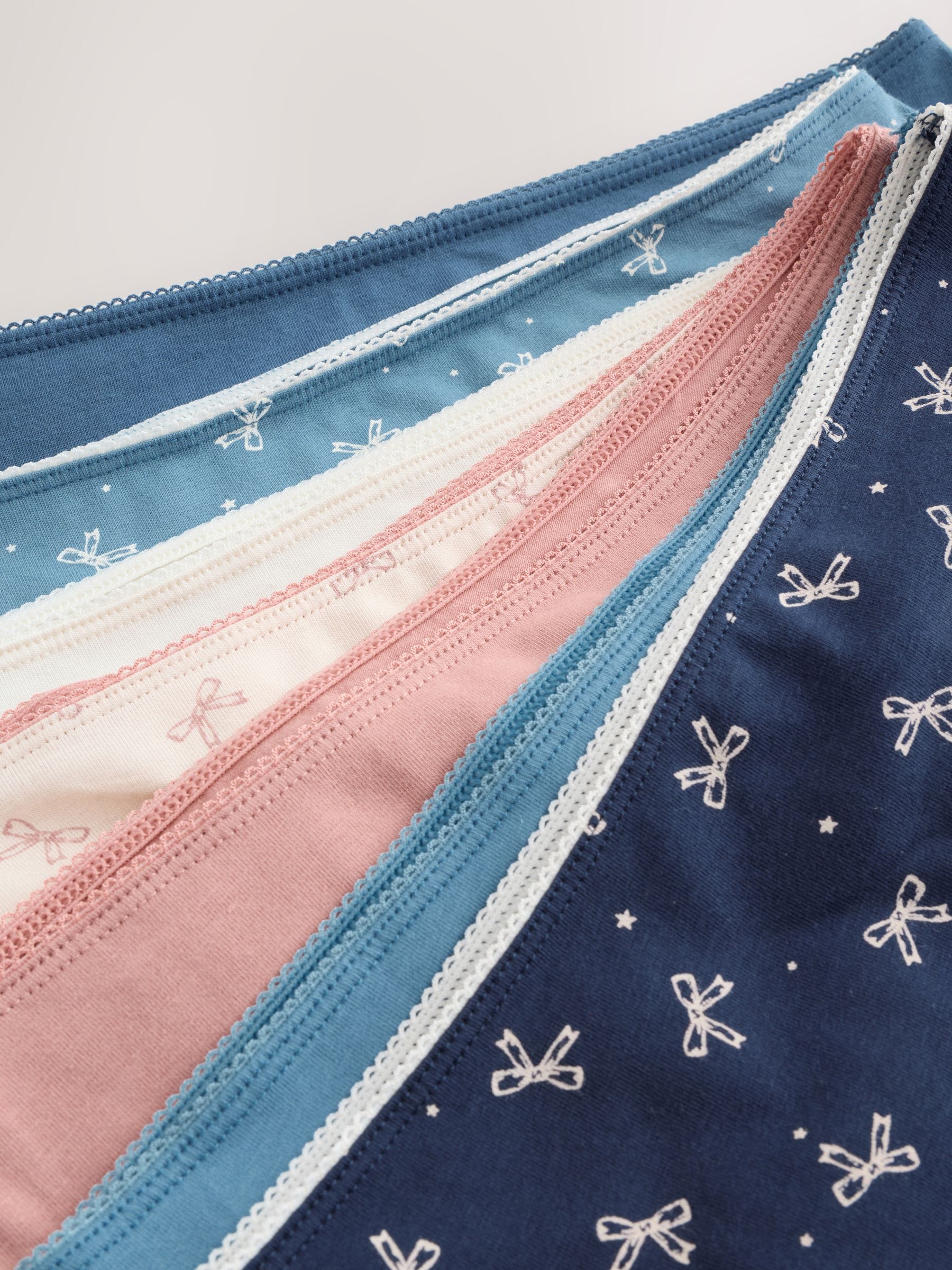 Blue Bows - Set van 7 slips met hoog katoengehalte