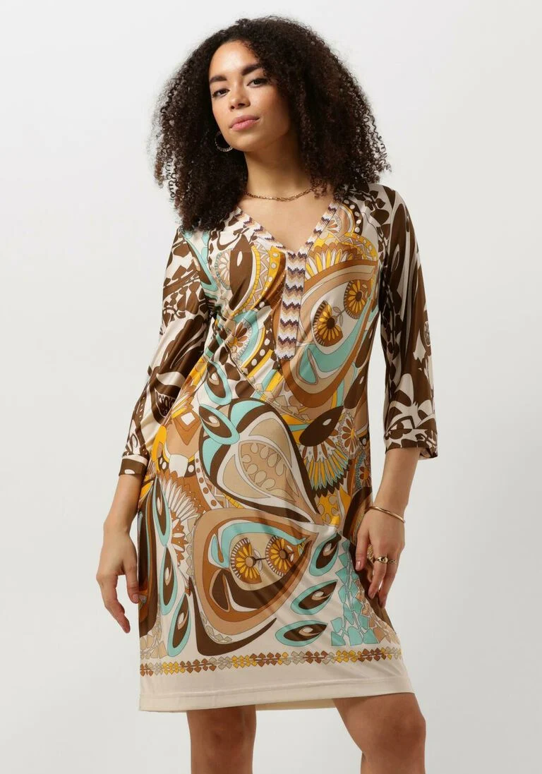 ANA ALCAZAR beige ana alcazar mini jurk tunic dress deco