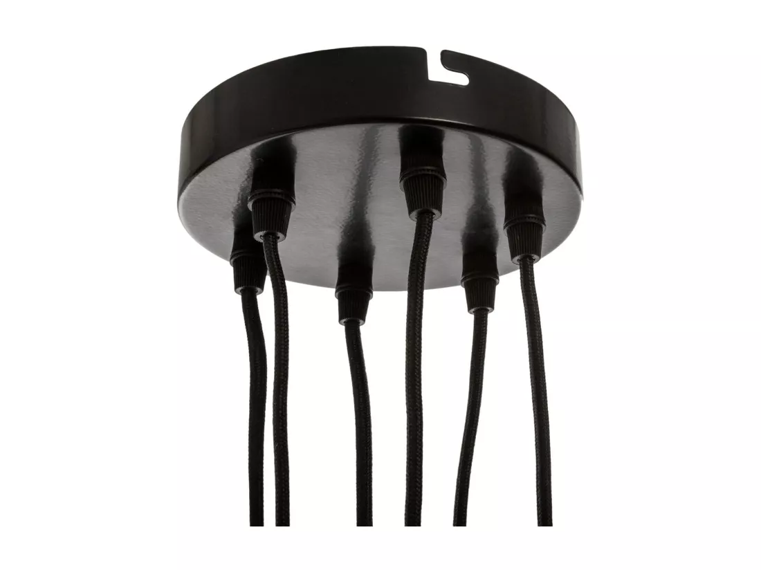 Luminaire Lustre 6 Suspensions en Métal Noir