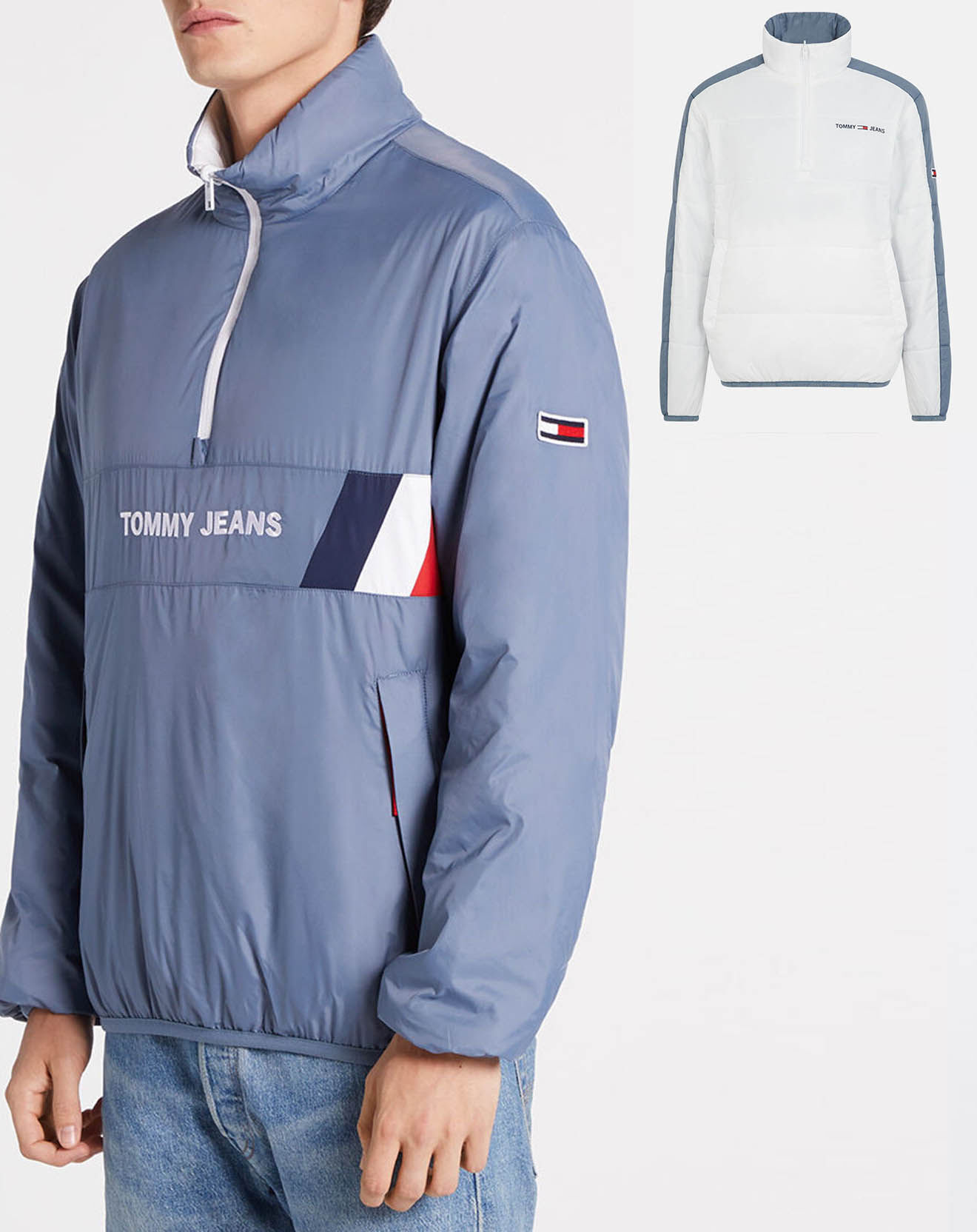 Tommy Jeans Blouson réversible enfilable bleu/blanc