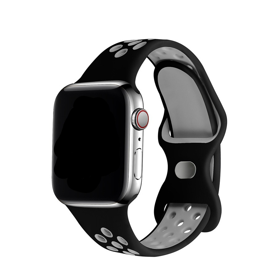 Apple Watch (42/41/40/38 mm) Silikon Sport Armband Dual Color (Gelenkumfang: 175-215mm) - Schwarz / Grau