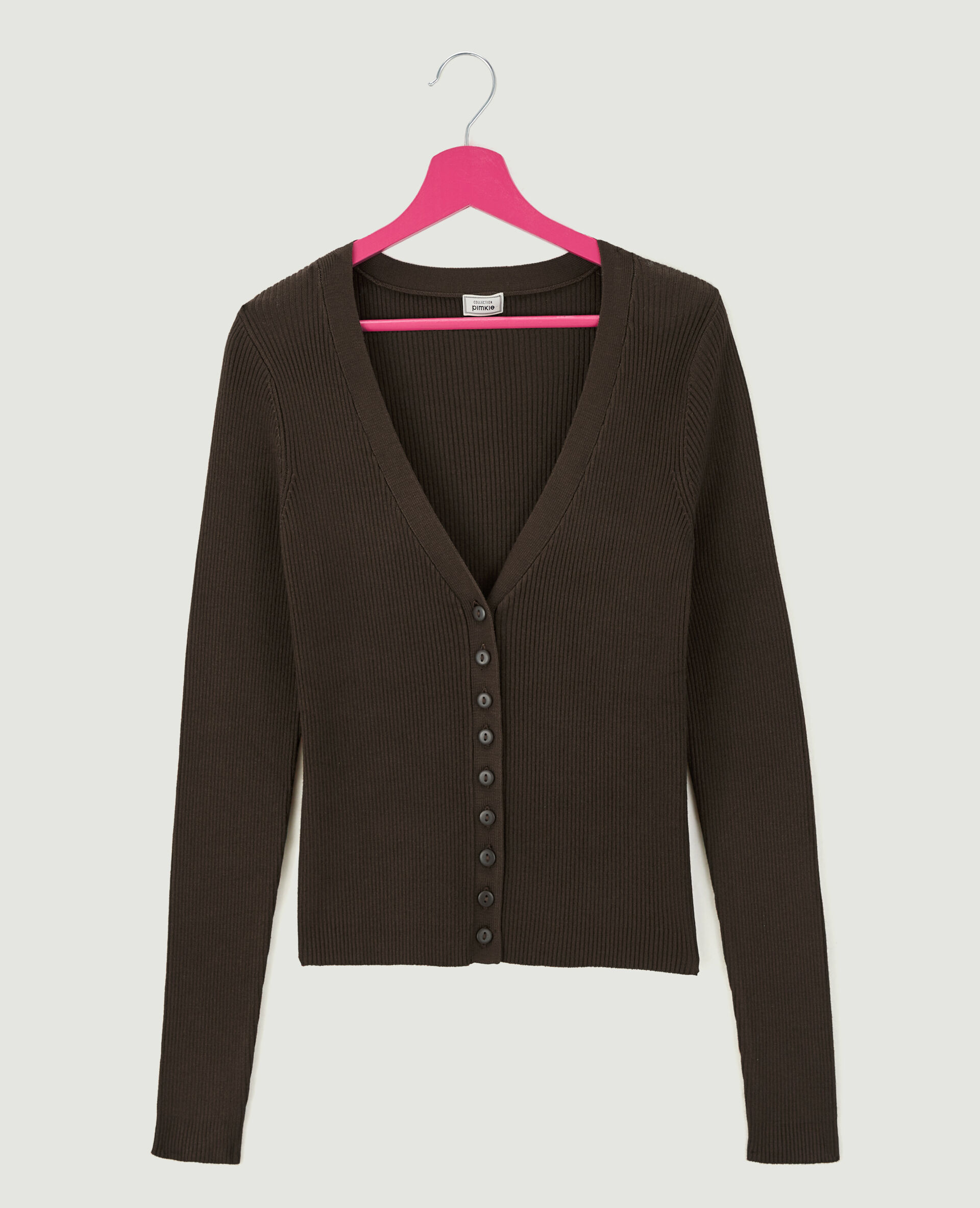 Gilet en maille côtelée - Marron