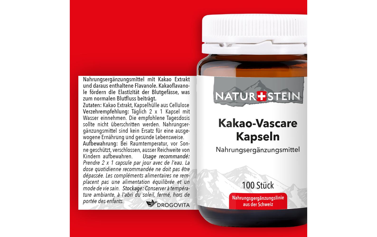 Kakao-Vascare 100 KapselnMit Kakaoflavanolen, welche die Elastizität der Blutgefässe fördern