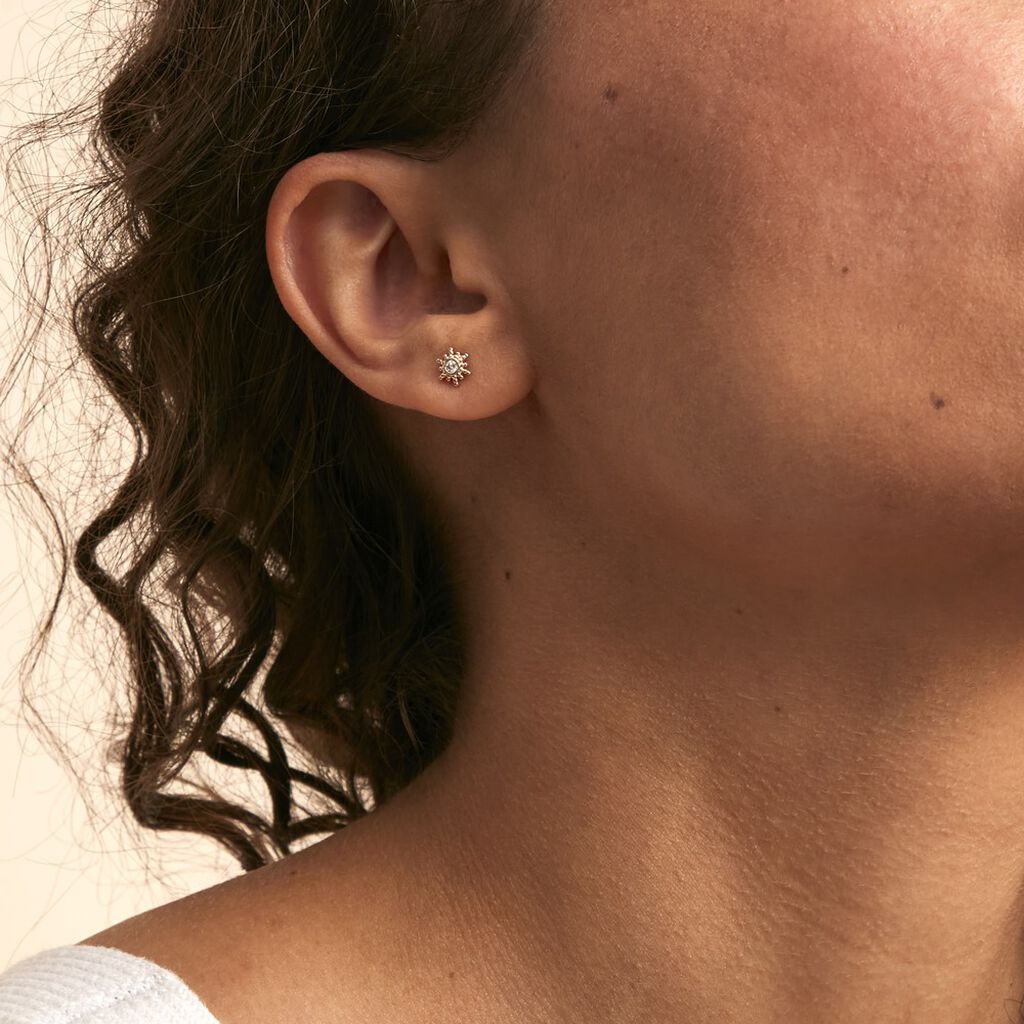 Boucles D'oreilles Puces Eirian Plaqué Or Jaune Oxyde De Zirconium
