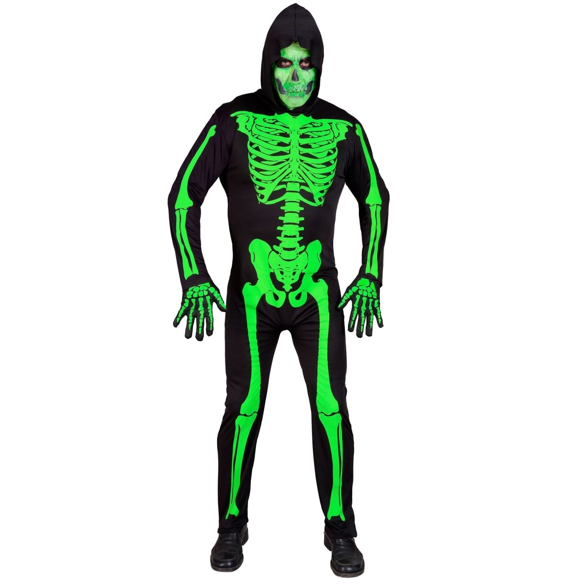 Halloween Kostuum Zwart Groen Heren Skelet 2 delig