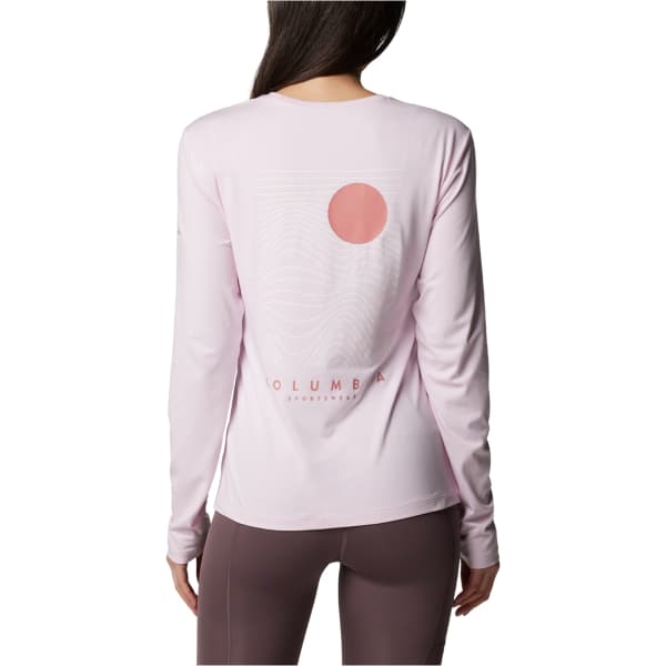 T-shirt randonnée COLUMBIA W SLOAN RIDGE GRAPHIC LS PINK DAWN/LINEAR DRIFTS