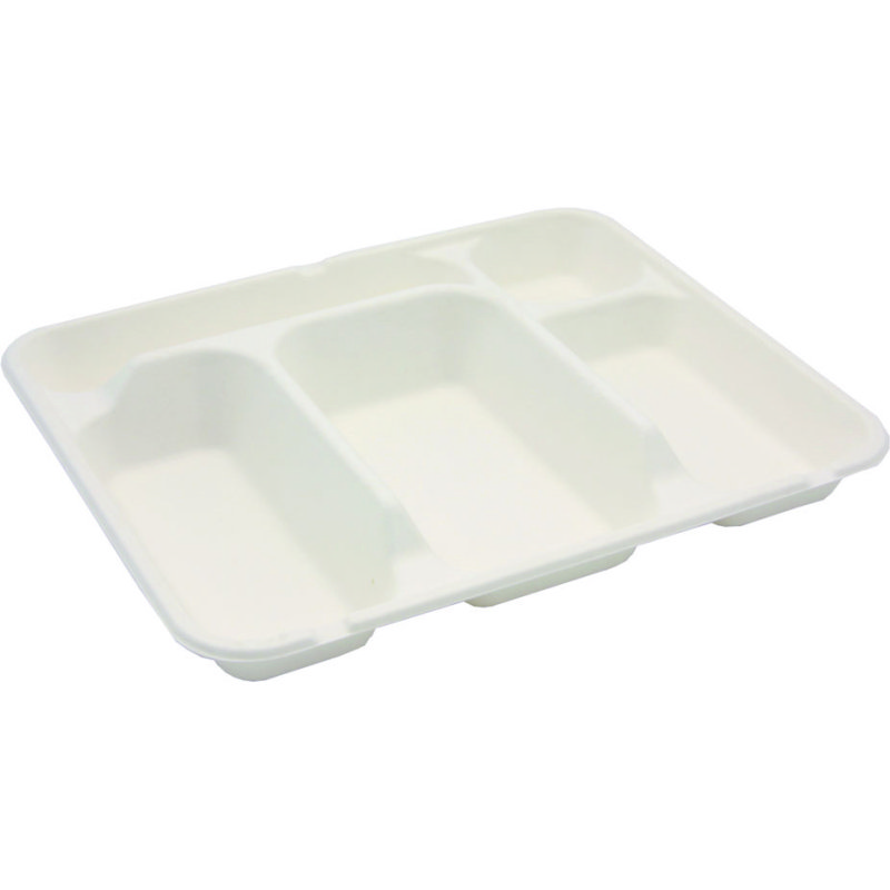 Plateau 5 compartiments biodégradable 30 x 24,5 x 4 cm - Lot de 200
