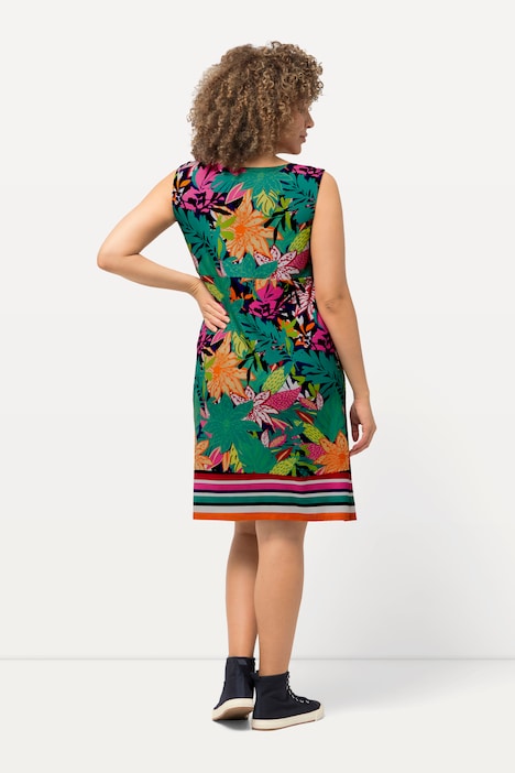 Jerseykleid, Dschungelmuster, Rundhals, ärmellos