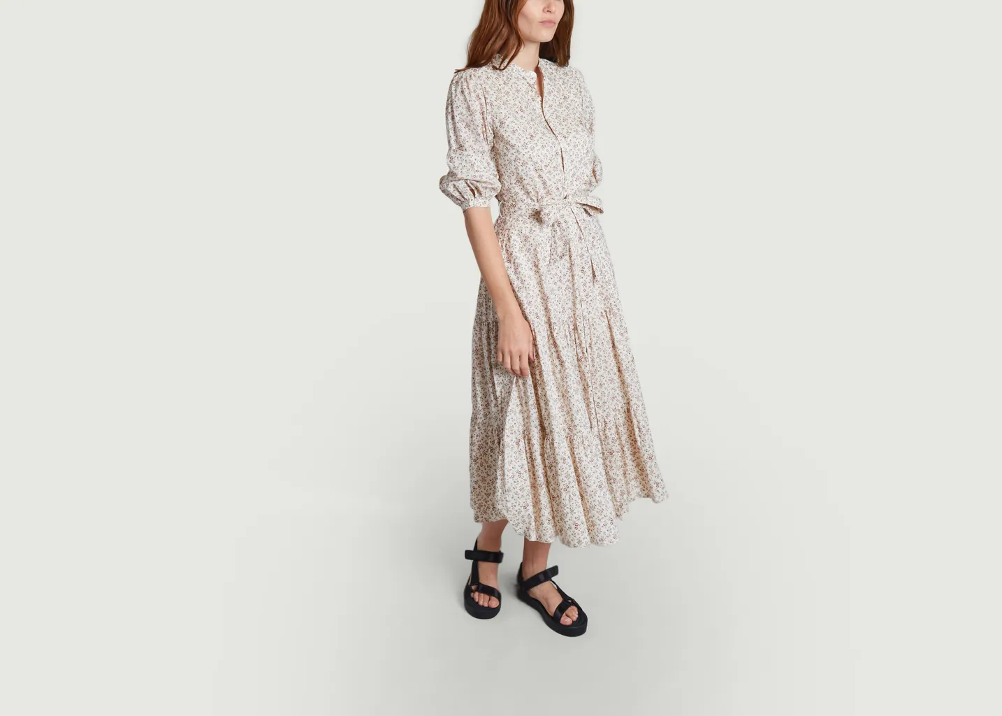 Robe ceinturée fleurie à volants coton Polo Ralph Lauren