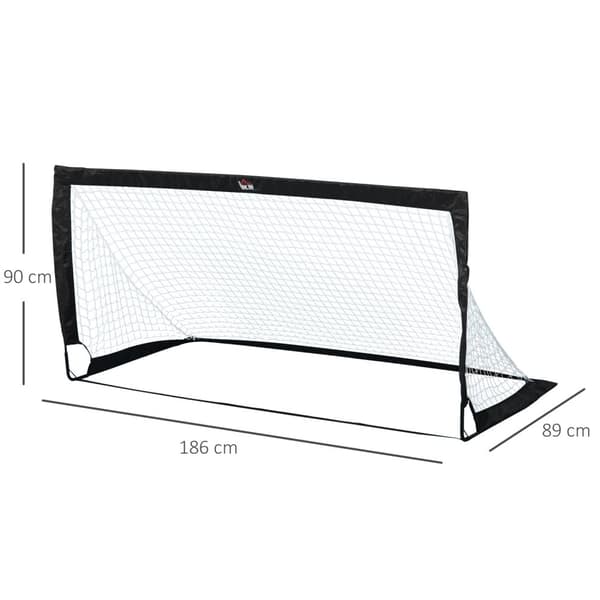 Fotballmål Sett Med 2 Minimål, Sammenleggbare Laget Av Stål Og Tetrolon, Svart, 186X90X89 Cm