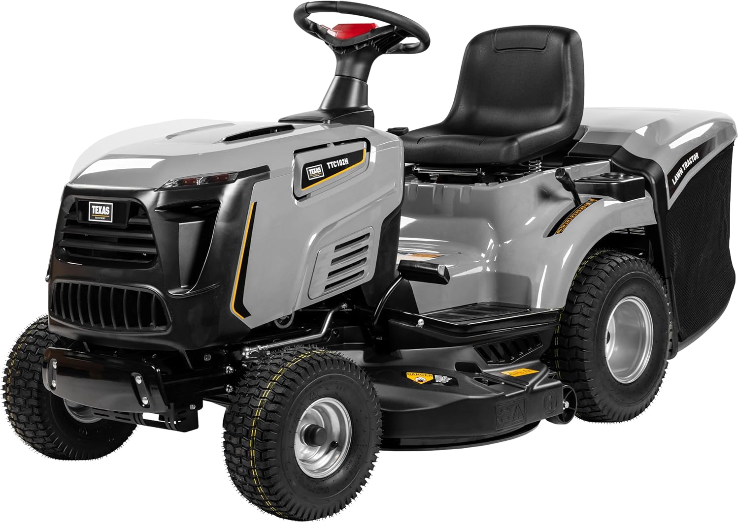 TEXAS Profi Rasentraktor XXL Aufsitzrasenmäher Rasenmäher Traktor Bulldog E-Start Premium TTC102H | 452cm³ | 245l Fangkorb | 12,5PS | 4-Takt | 102cm | 30-90mm | 192kg | Hyd.Getriebe | LED-Scheinwerfer