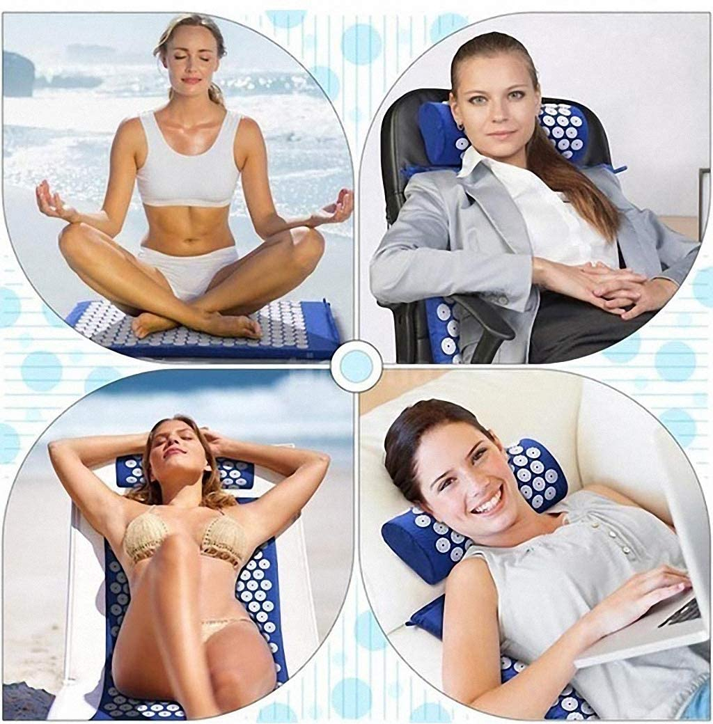(3-tlg. Set) 66x40cm Stachel Massage Matte Entspannungsmatte   Nacken Kissen - Lila
