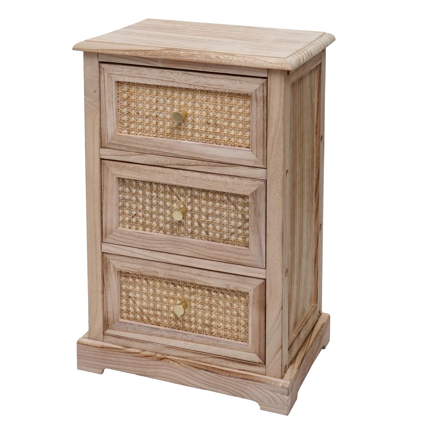 Kommode MCW-K87, Schubladenschrank Schrank, Holz Rattan 63x40x28cm ~ naturfarben