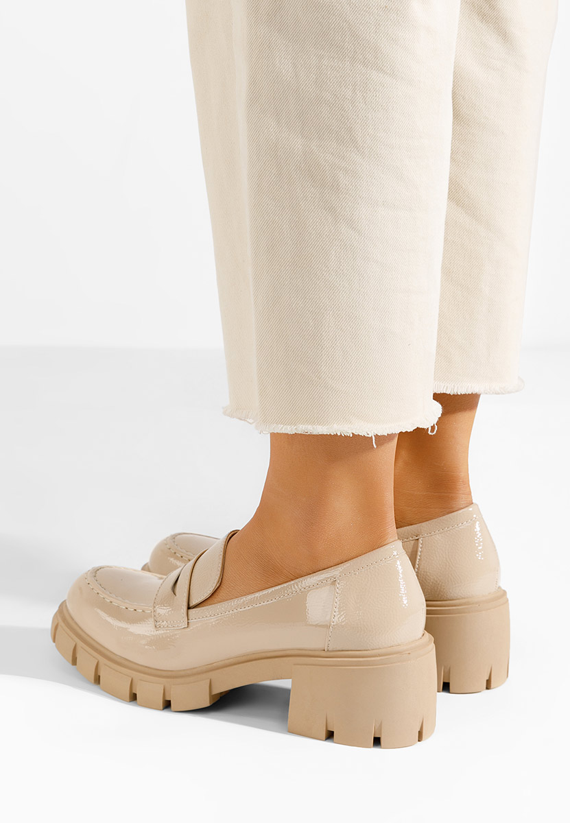 Mocassins pour femme vernis beige Falina