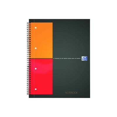 Oxford Notebook - Cahier à spirale A4 (21x29,7 cm) - 160 pages - petits carreaux (5x5 mm) - perforé