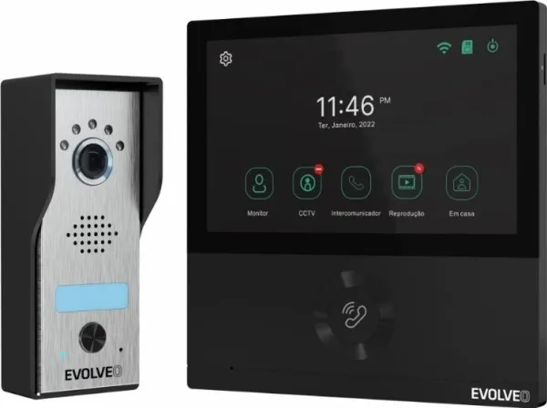 EVOLVEO DoorPhone AHD7, WiFi-videotelefonsæt til hjemmet med port- eller dørstyring, sort skærm