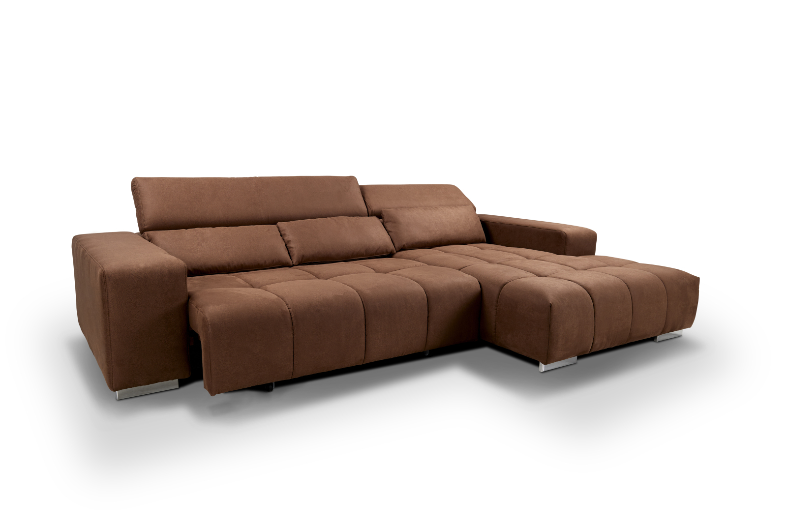 Ecksofa - braun - Relaxfunktion - Recamiere rechts