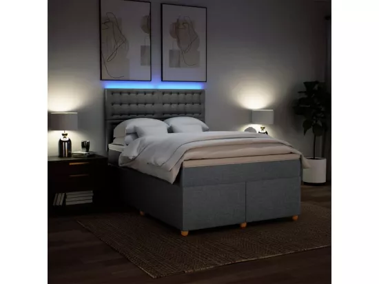 Sommier à lattes de lit avec matelas Gris clair 140x190cm Tissu